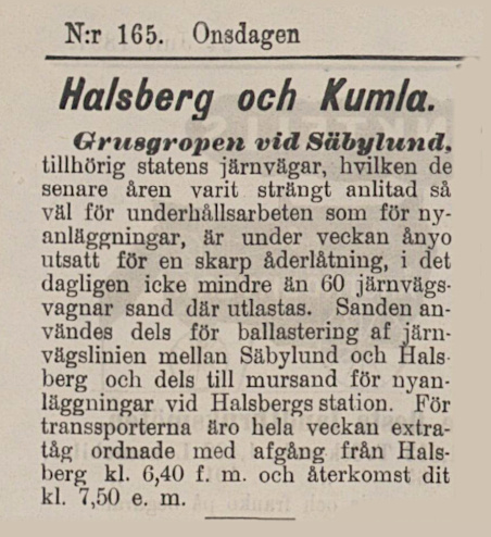 Nerikes Allehanda. 21 juli 1871, SJ grusgrop hårt anlitad